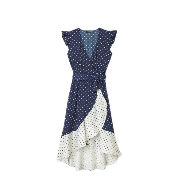 Summersalt The Beach to Brunch Wrap Dress Navy/White Size Medium - Picture 2 of 6